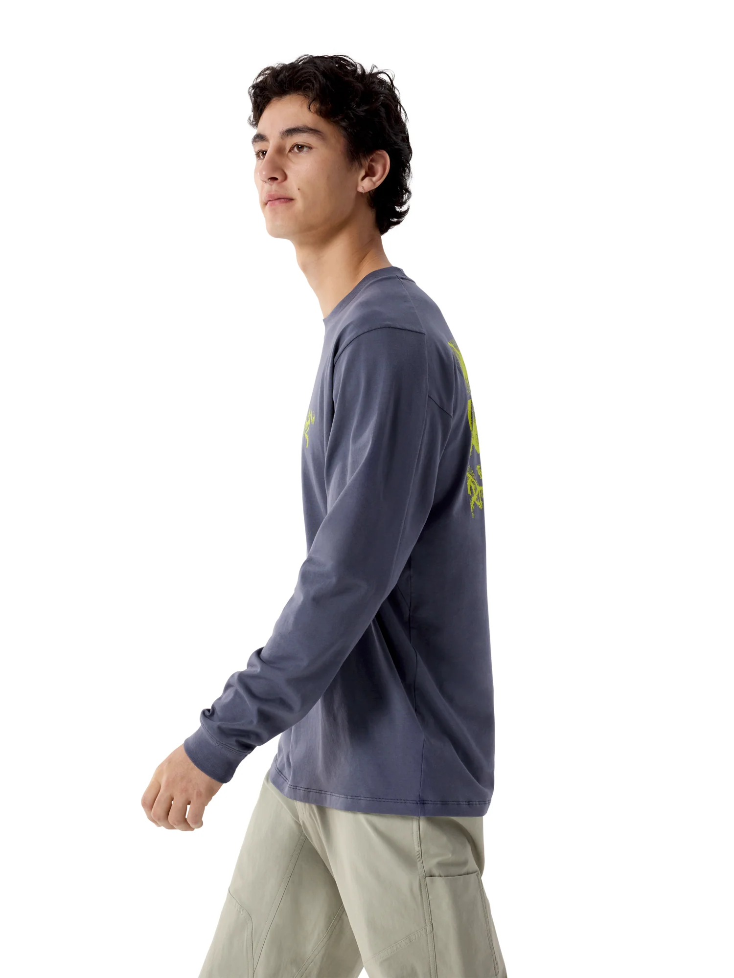 Men's Kragg SL Cotton Bird Tile Long-Sleeve Shirt - DK Stratus / Euphoria - Image 4