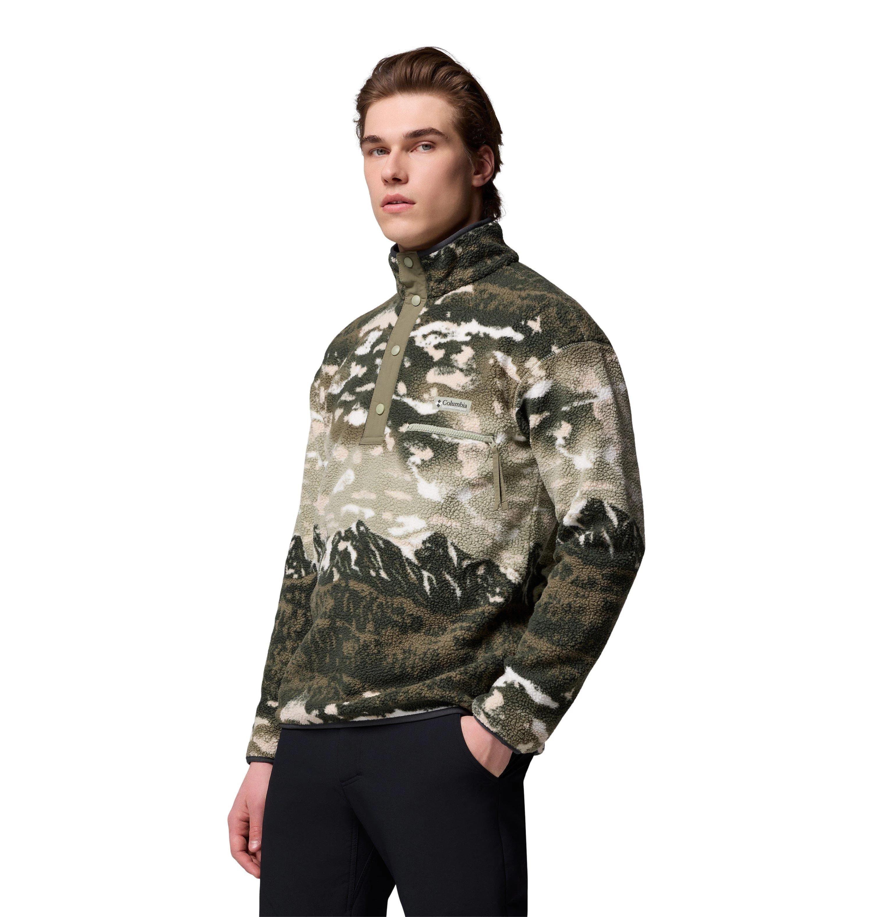 Men's Helvetia II Printed 1/2 Snap Fleece - Green - Image 4