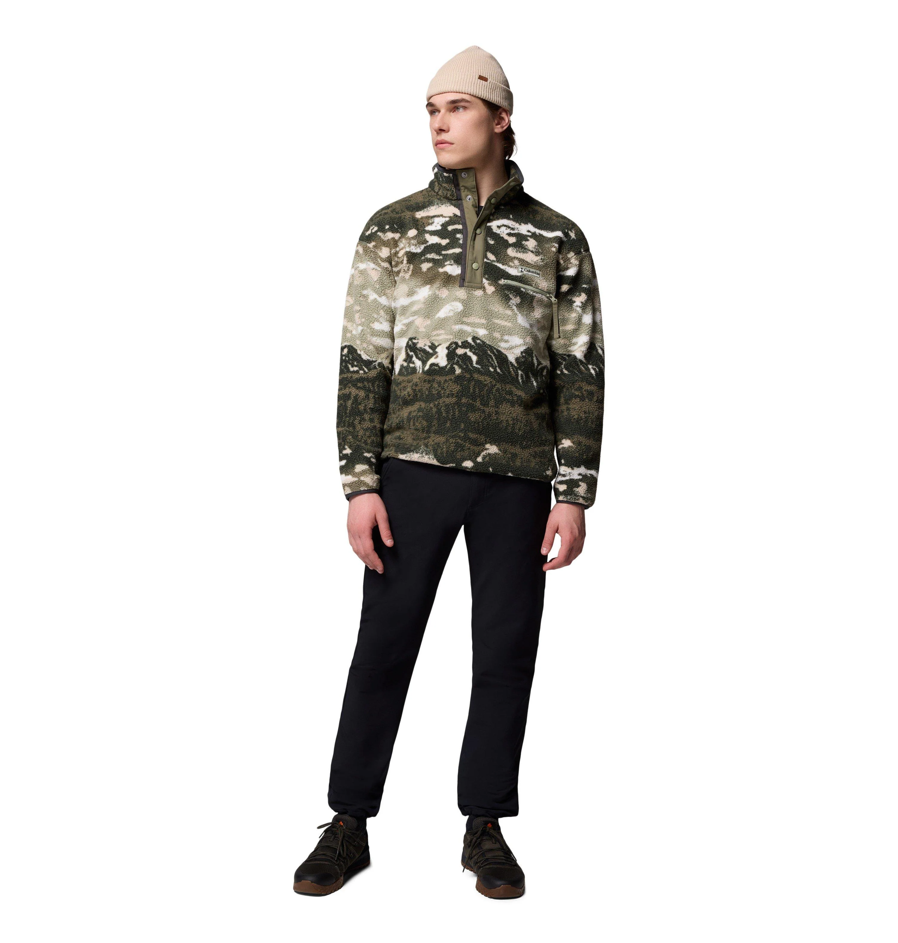 Men's Helvetia II Printed 1/2 Snap Fleece - Green - Image 5