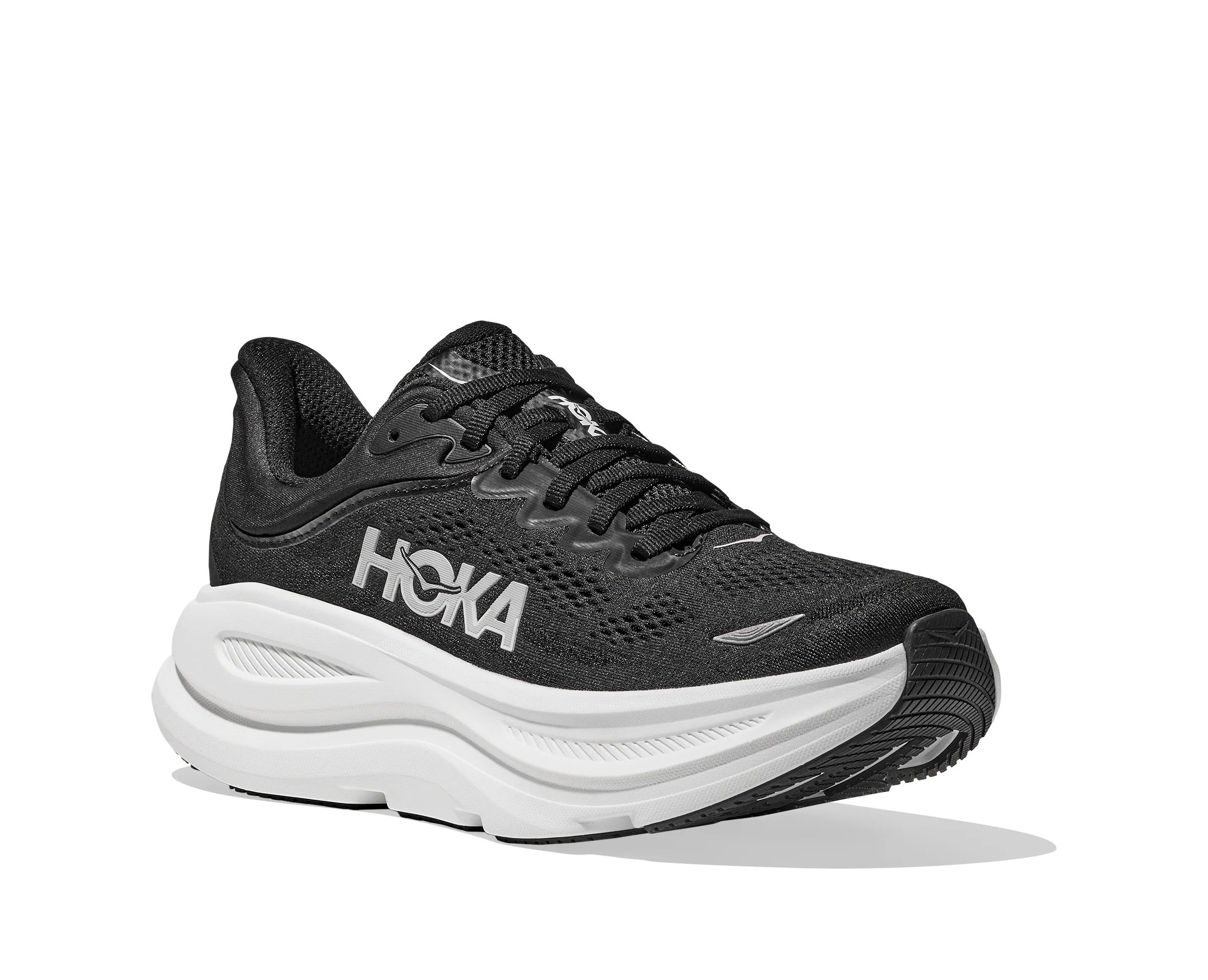 Women's Bondi 9 Road Running Shoes (Wide) - Black / White - Image 3