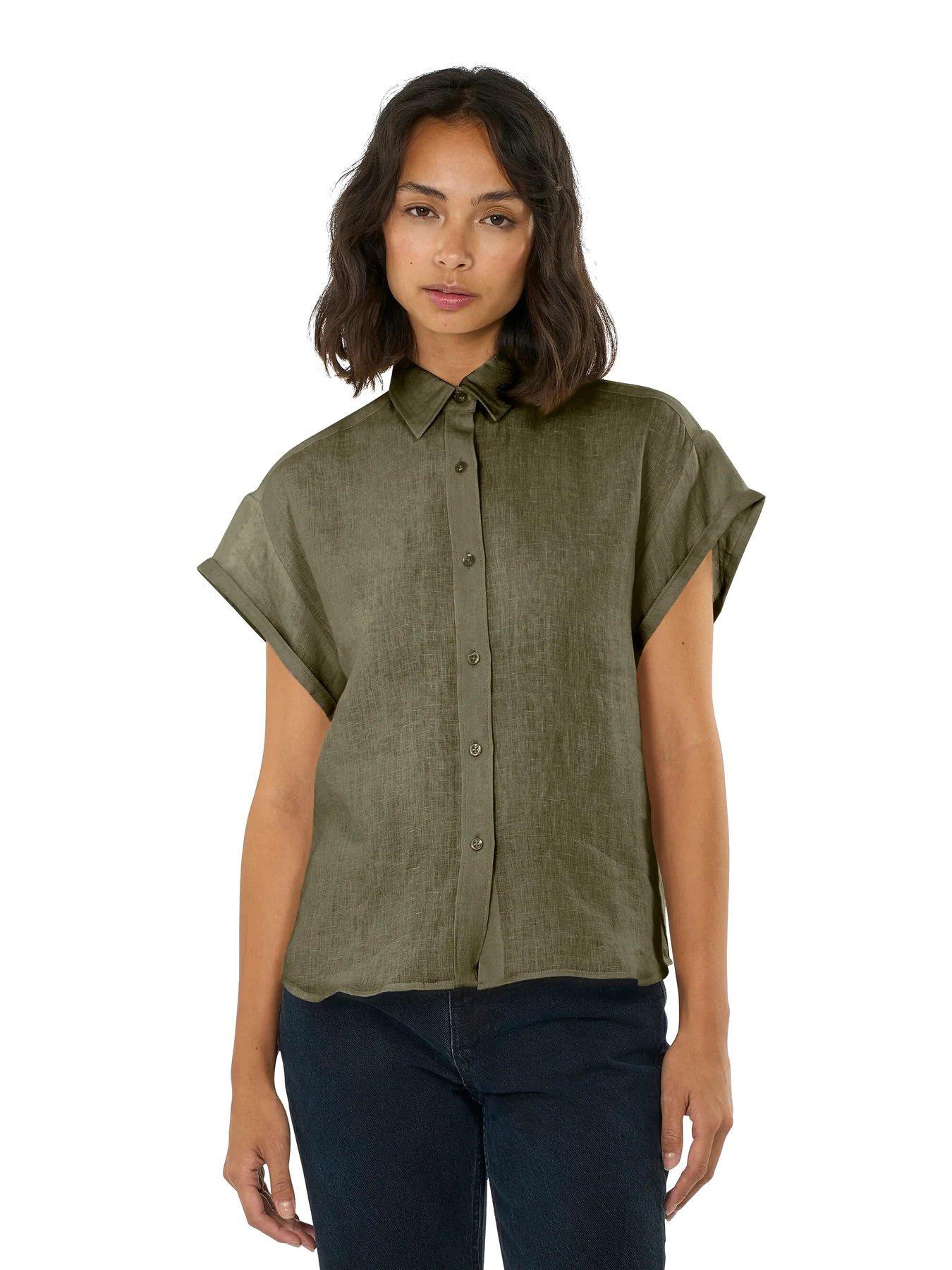 Women's Aster Linen Shirt - Green - Image 3