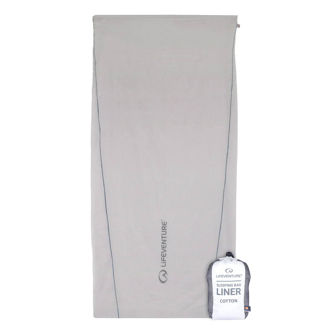 Cotton Rectangular Sleeping Bag Liner - Grey - Image 2