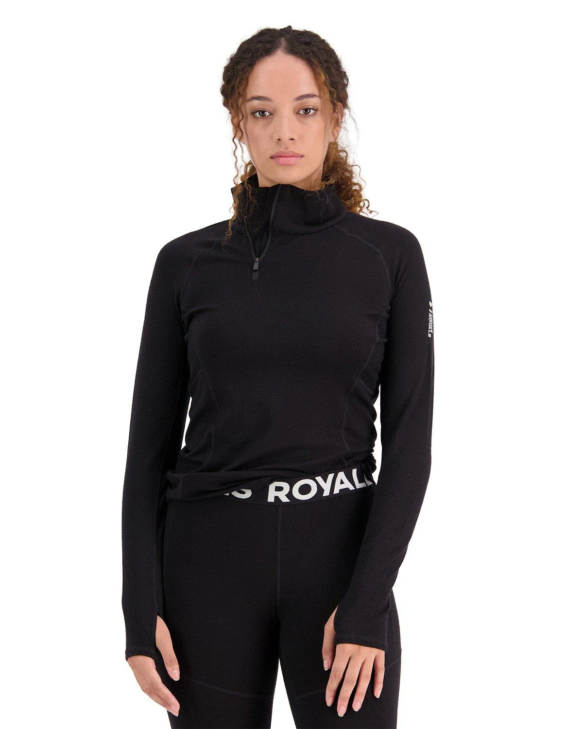Women's Olympus Merino 1/2 Zip Base Layer Top - Black - Image 2