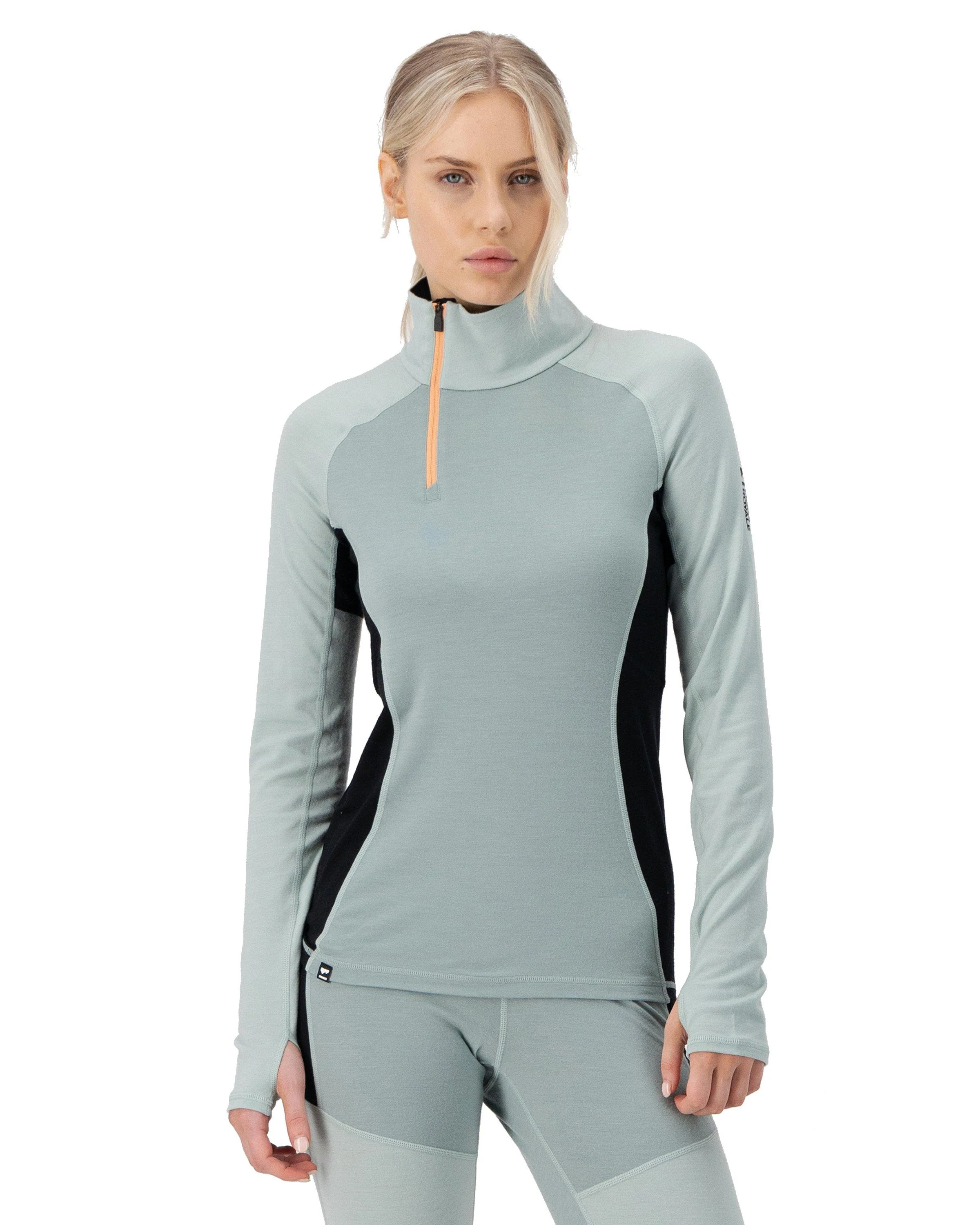Women's Olympus Merino 1/2 Zip Base Layer - Green - Image 2