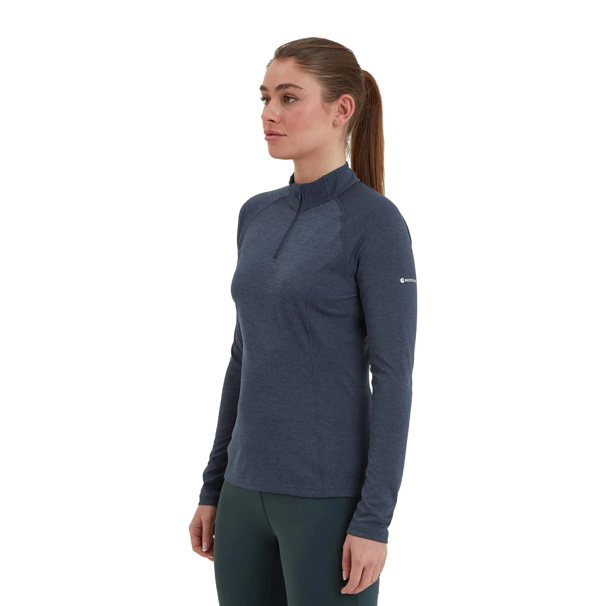 Women's Dart Zip Neck T-Shirt - Blue - Image 3