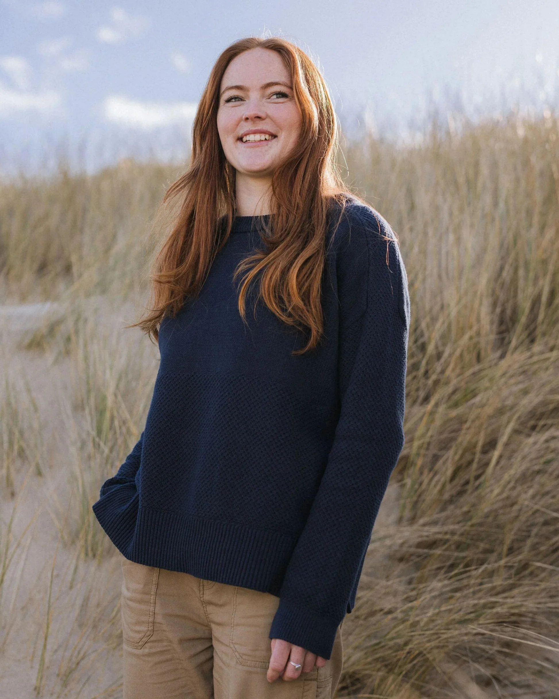 Women's Cove Cotton Knitted Jumper - Navy - Image 3