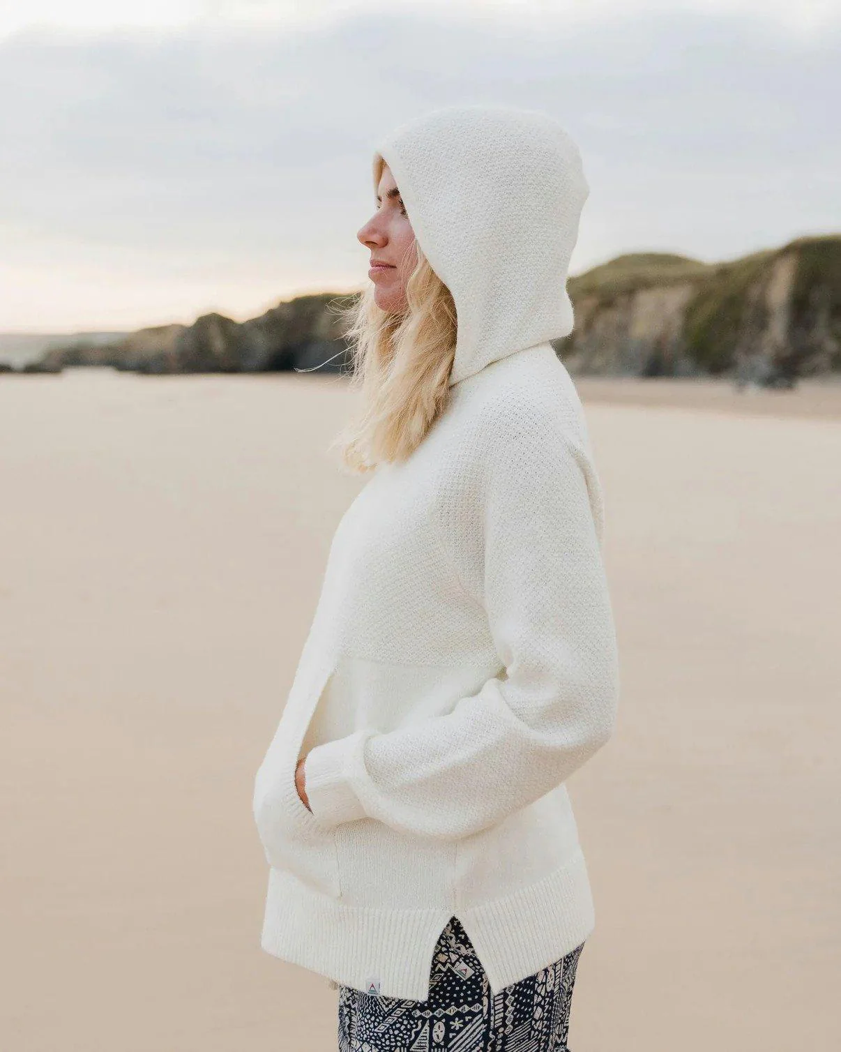 Women's Cove Knitted Hoodie - Off White - Image 3