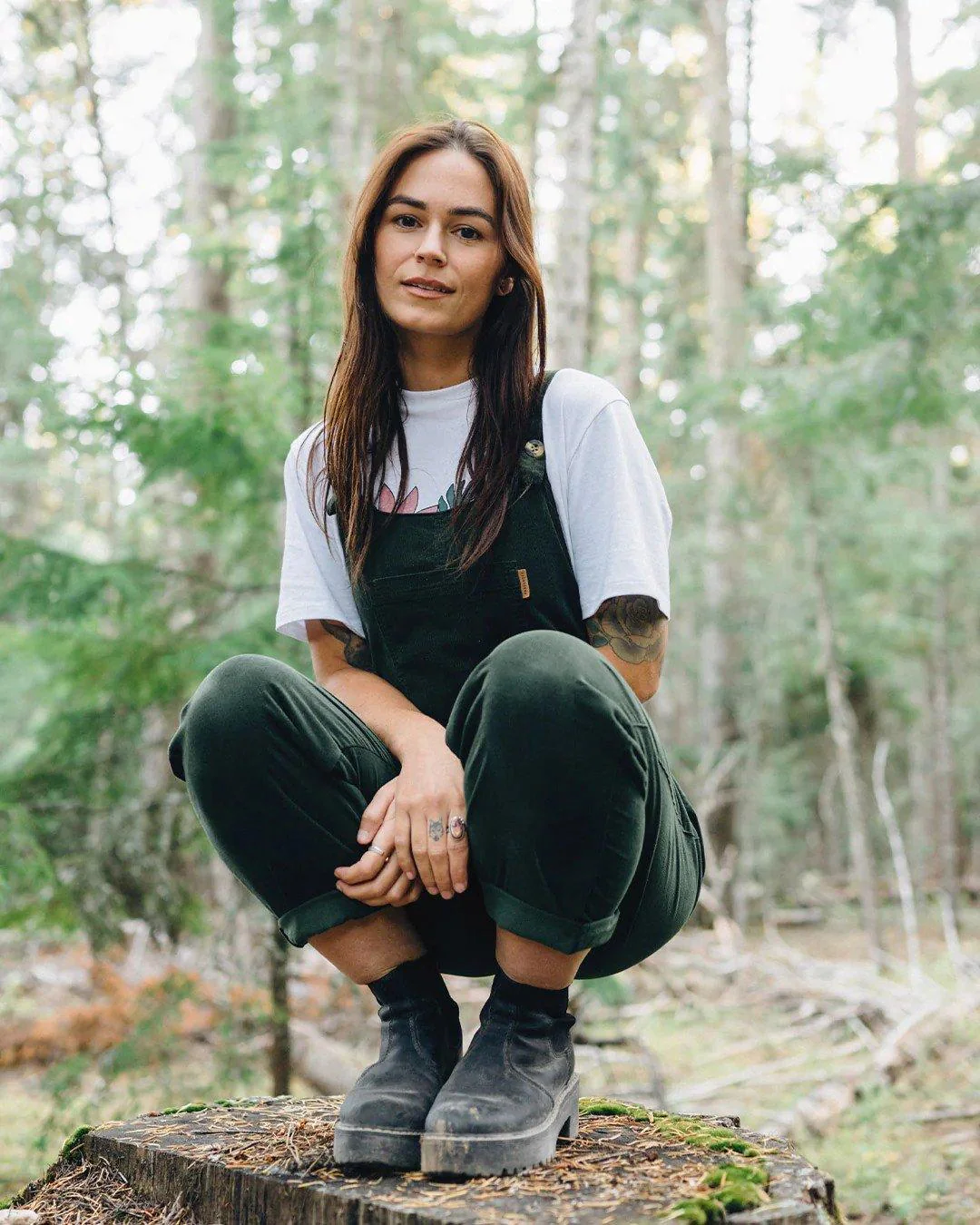 Women's Meadows Cord Dungarees - Green - Image 2