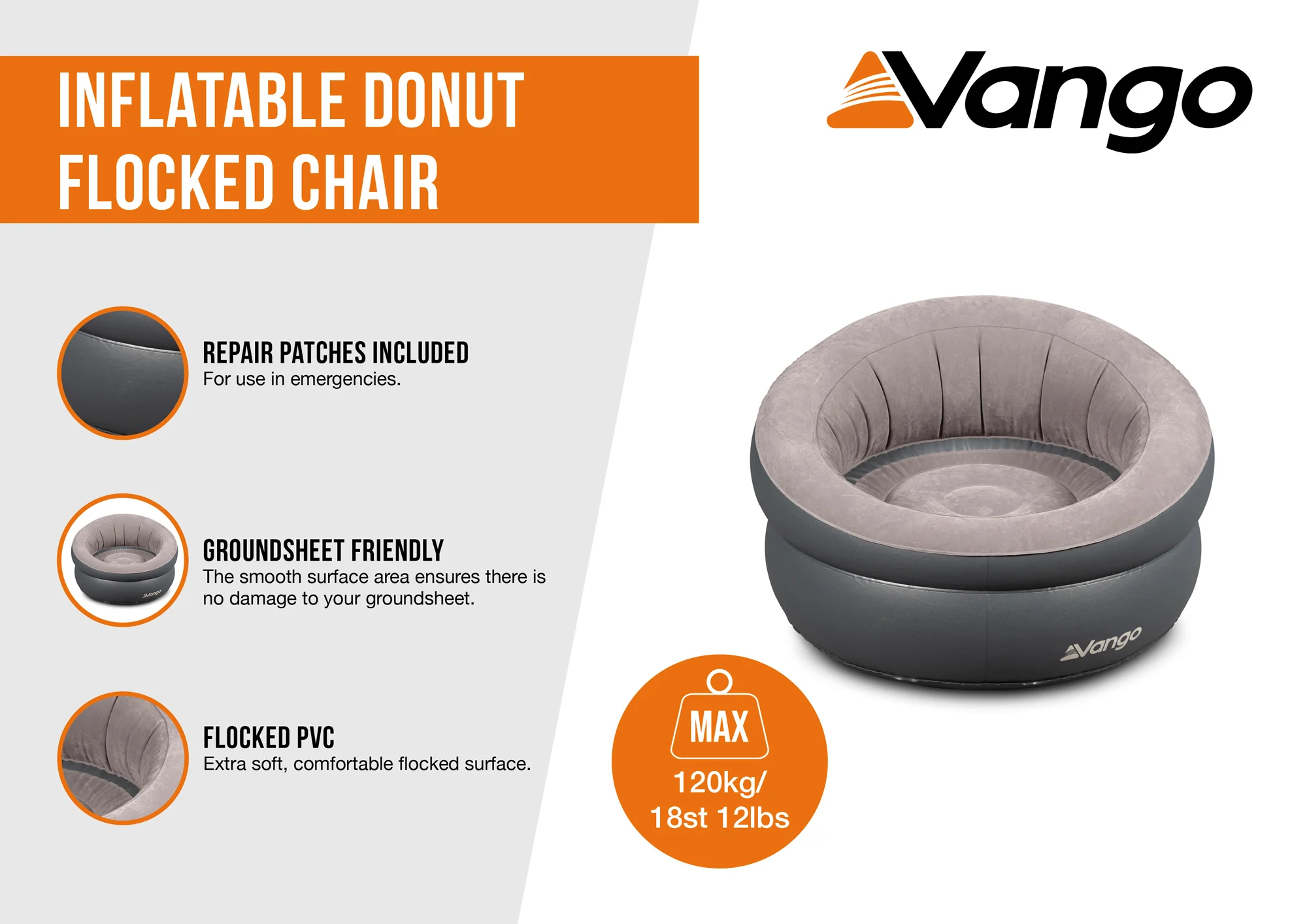 Inflatable Donut Chair - Grey - Image 6