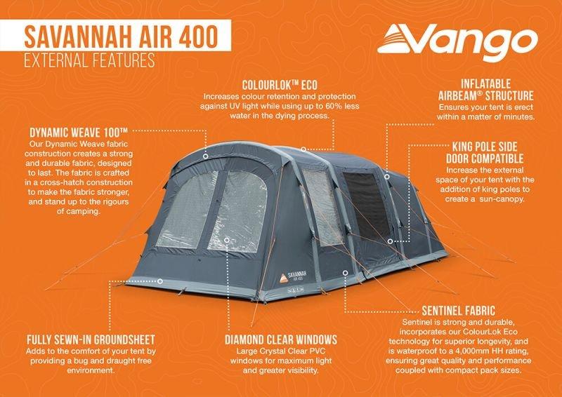 Savannah Air 400 Airbeam Tent - Blue - Image 8